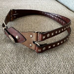 Etro Brown and Tan Studded Belt